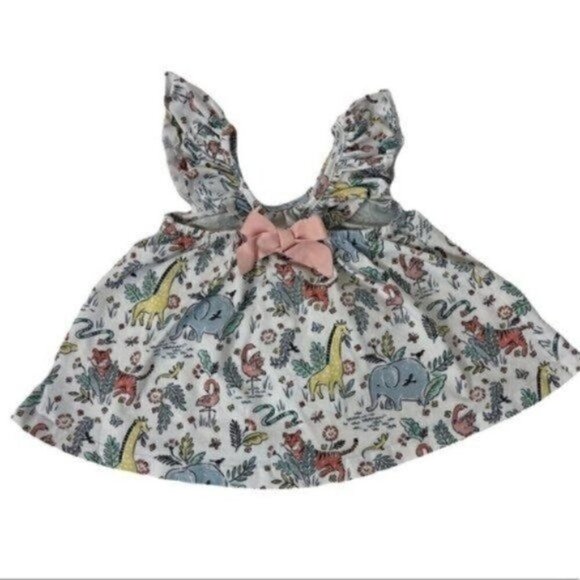 Dylan & Abby Safari Tunic Top size 18M Winged Sleeves Bow On Back - Picture 2 of 8